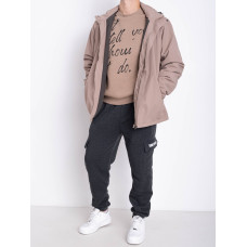 0009-4 бежева чоловіча куртка (водовідштовхувальна, флісова підкладка, 5 од., розміри норма: M. L. XL. 2XL.3XL)