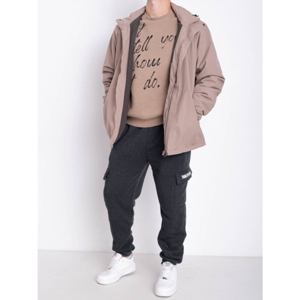 0009-4 бежева чоловіча куртка (водовідштовхувальна, флісова підкладка, 5 од., розміри норма: M. L. XL. 2XL.3XL)