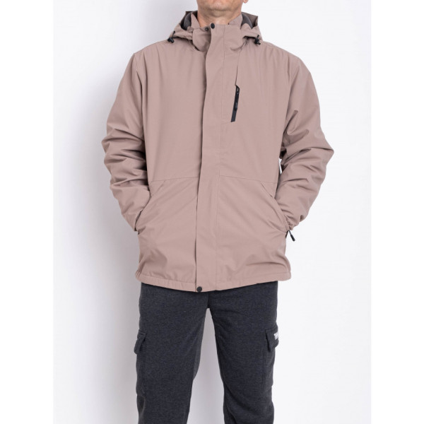 0009-4 бежева чоловіча куртка (водовідштовхувальна, флісова підкладка, 5 од., розміри норма: M. L. XL. 2XL.3XL)