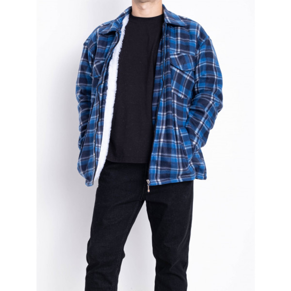 2023-42 блакитна чоловіча сорочка-куртка (хутро, 5 од., розміри норма: M/L. L/XL. XL/2XL. 2XL/3XL. 3XL/4XL)