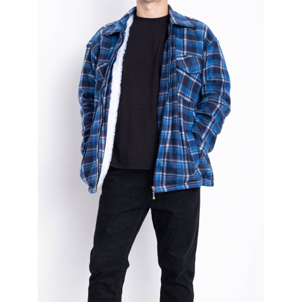 2023-42 блакитна чоловіча сорочка-куртка (хутро, 5 од., розміри норма: M/L. L/XL. XL/2XL. 2XL/3XL. 3XL/4XL)