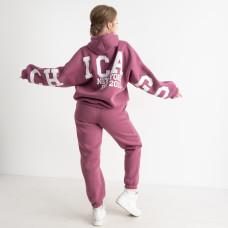 0649-17 НА ФЛІСІ РОЖОВИЙ 5`th Avenue спортивний костюм жіночий напівбатальний з турецької тринитки (3 од. розміри: 48.50.52)