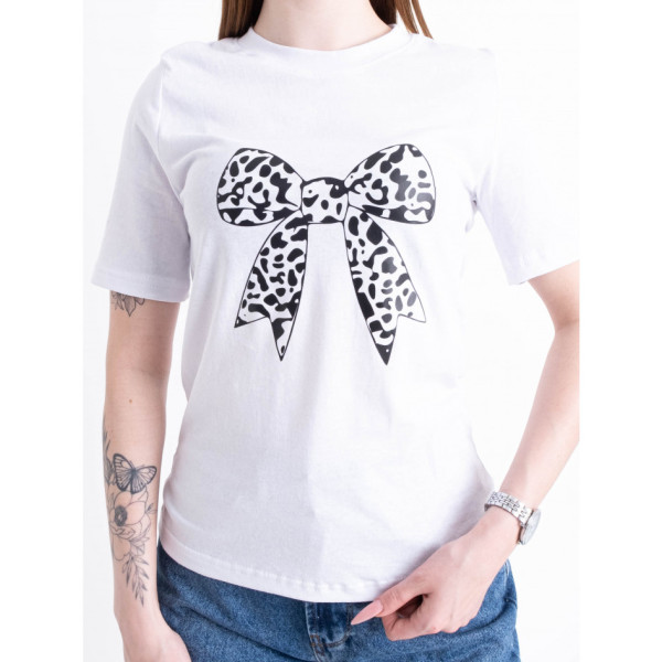 1831-10 біла жіноча футболка (YOLA, повномірна, принт, турецька бавовна, 5 од. розміри норма: S. M. L. XL. 2XL)