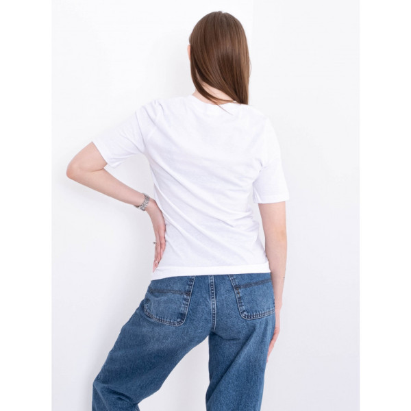 1831-10 біла жіноча футболка (YOLA, повномірна, принт, турецька бавовна, 5 од. розміри норма: S. M. L. XL. 2XL)