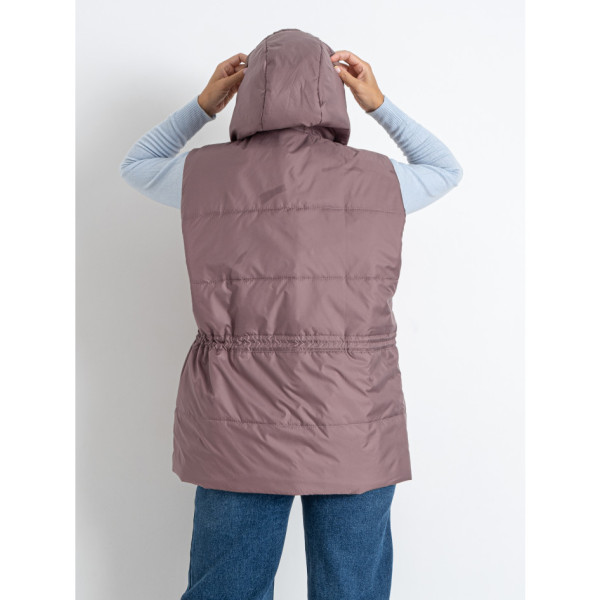 0752-32 бузковий жіночий жилет (5'TH AVENUE, синтепон, з капюшоном, 3 од. розміри батал: 54. 56. 58)
