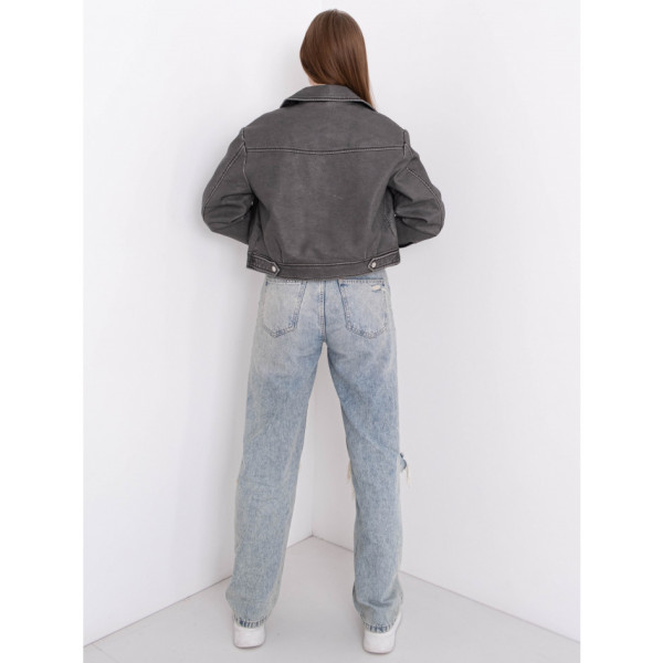 0667 сіра жіноча куртка (екошкіра, 5 од. розміри норма: S. M. M. L. XL)