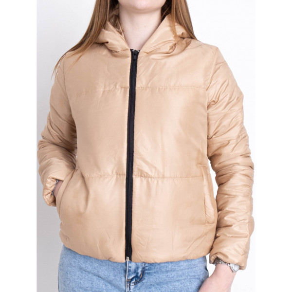 5010-16 БЕЖЕВА куртка-зефірка з капюшоном на синтепоні (3 од. розміри: 42-44.44-46.46-48)