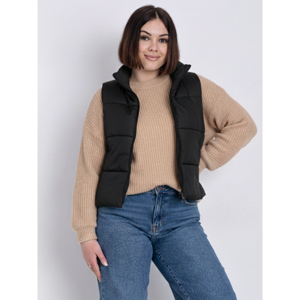 0074-1 чорна жіноча жилетка (5'TH AVENUE, синтепон, 3 од. розміри напівбатал: 48, 50, 52)
