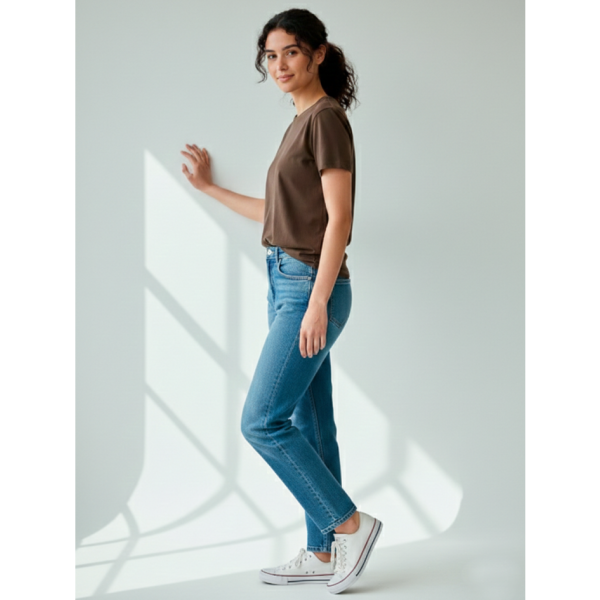 8900-94 коричнева жіноча футболка (турецький бавовна, 4 од., розміри норма: S. S. M. L)