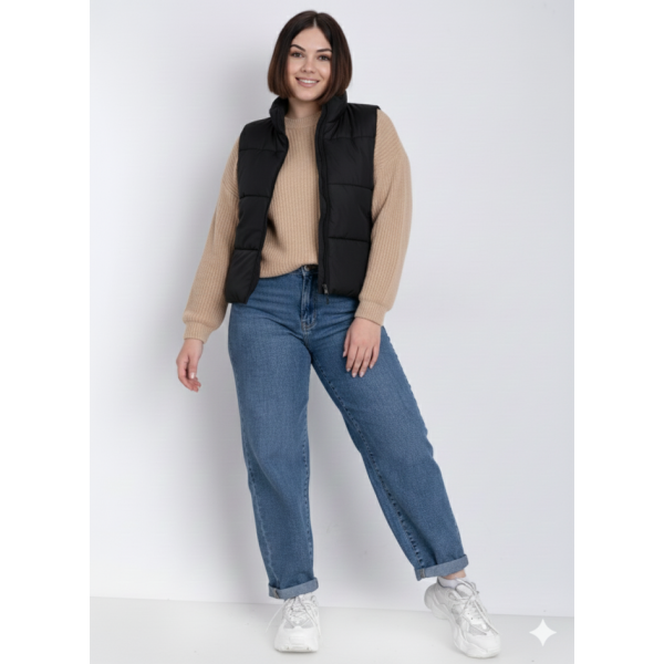 0074-1 чорна жіноча жилетка (5'TH AVENUE, синтепон, 3 од. розміри напівбатал: 48, 50, 52)