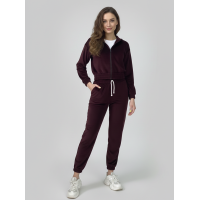 0480-52 бордовый женский спортивный костюм на манжете (5'TH AVENUE, велюровый, с капюшоном,4ед. размеры норма: 42. 44. 46. 48)