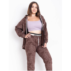 5481-9 коричневий жіночий спортивний костюм (5'TH AVENUE, турецька двонитка, з гумкою на штанах, 4 од. розміри напівбатал: 50. 52. 54. 56)