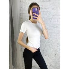 0019-10 біла жіноча спортивна футболка (JELEEY, біфлекс, мікродайвінг, 3од, розміри норма: S/M. M/L. L/XL))