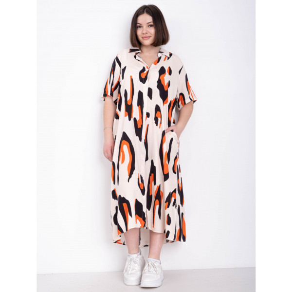 8331-9 бежевое женское платье (BASE, 5 ед. размеры батал: XL. 2XL. 3XL. 4XL. 5XL)