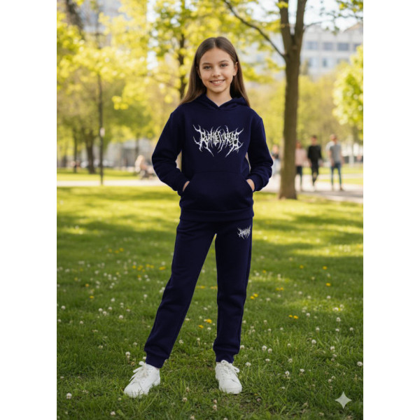 7421-2 синий подростковый спортивный костюм (YOLA, трехнитка, флис, на 8-11 лет, 5 ед. размеры подросток: 128. 134. 140. 146. 152)