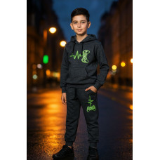 7005-4 графітовий підлітковий спортивний костюм із турецької двонитки (YOLA, на 8-12 років, 5 од. розміри підліток: 128. 134. 140. 146. 152)