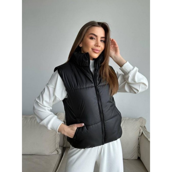 0073-1 чорна жіноча жилетка (5'TH AVENUE, синтепон, 3 од. розміри норма: 42, 44, 46)