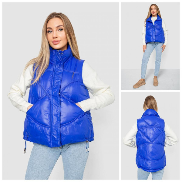 0915-2* синяя женская жилетка (синтепон, 5 ед. размеры норма: M. L. XL. 2XL, могут повторяться) выдача на следующий день