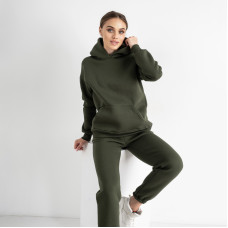 2045-с15 темно-зелений жіночий спортивний костюм (YOLA, не кашлатиться, турецька тринитка, фліс, 4 од. розміри норма: S. M. L. XL)