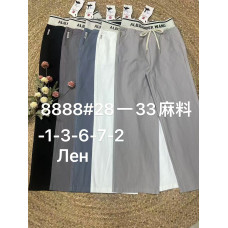 8888* УТОЧНЮЙТЕ КОЛІР ПІД ЧАС ЗАМОВЛЕННЯ жіночі штани в кольорах (льон, 6 од. розміри напівбатал: 28. 29. 30. 31. 32. 33) видача наступного дня