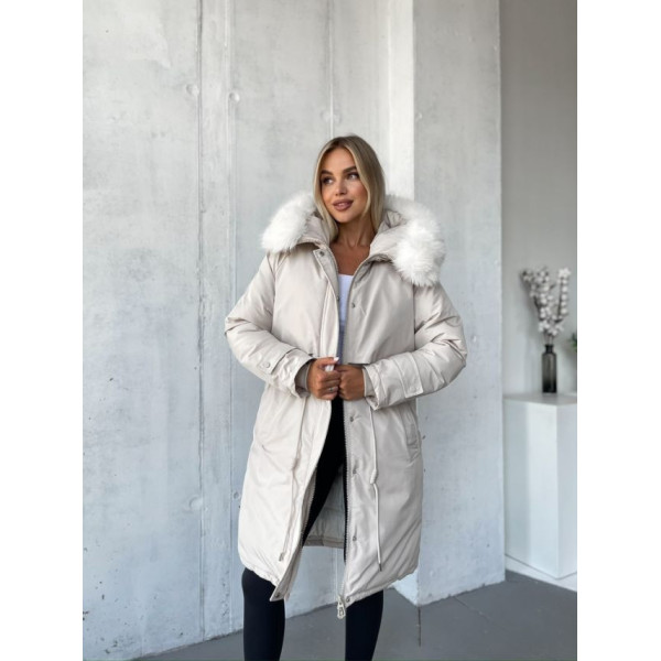 0697-100 молочна жіноча зимова куртка (синтепон, 3 од. розміри норма: 42, 44, 46)