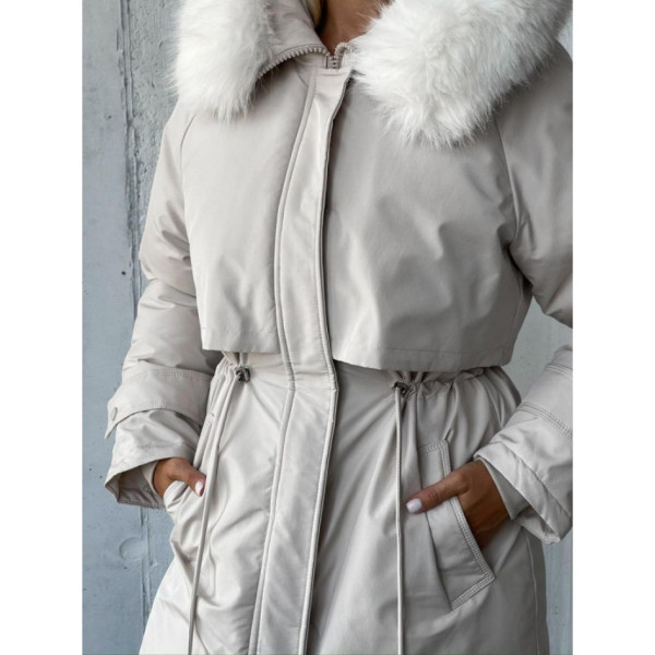 0697-100 молочна жіноча зимова куртка (синтепон, 3 од. розміри норма: 42, 44, 46)
