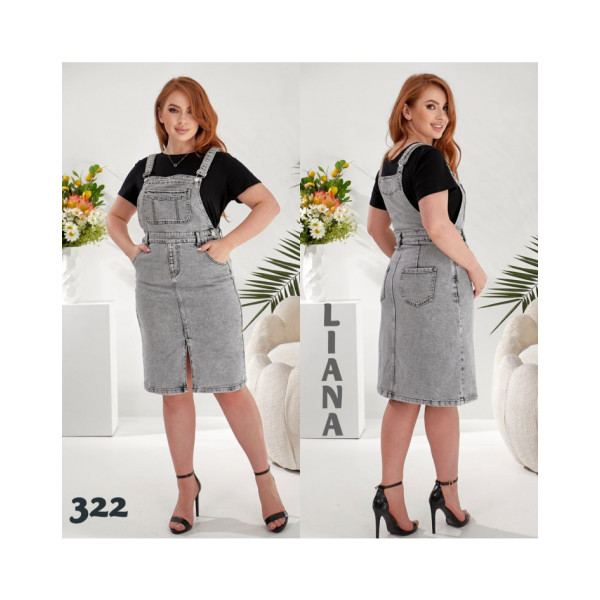 0322 # світло-сірий жіночий джинсовий сарафан (стрейч-коттон, 6 од. розміри норма: S. M. L. XL. 2XL. 3XL) видача наступного дня