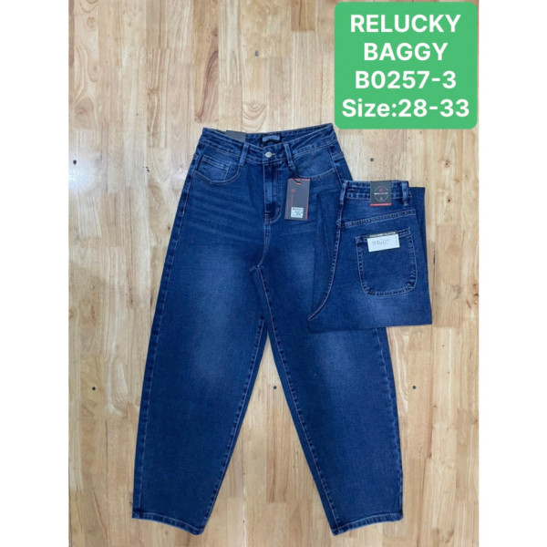 0257-3 # синие женские джинсы багги (RELUCKY, стрейчевые, 6 ед. размеры полубатал: 28-33) выдача на следующий день
