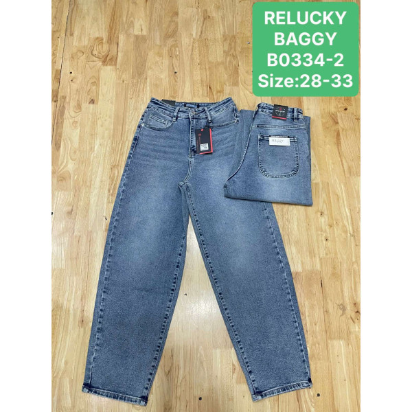 0334-2# сині жіночі джинси баггі (Relucky, 6 од., розміри напівбатал: 28-33) видача наступного дня