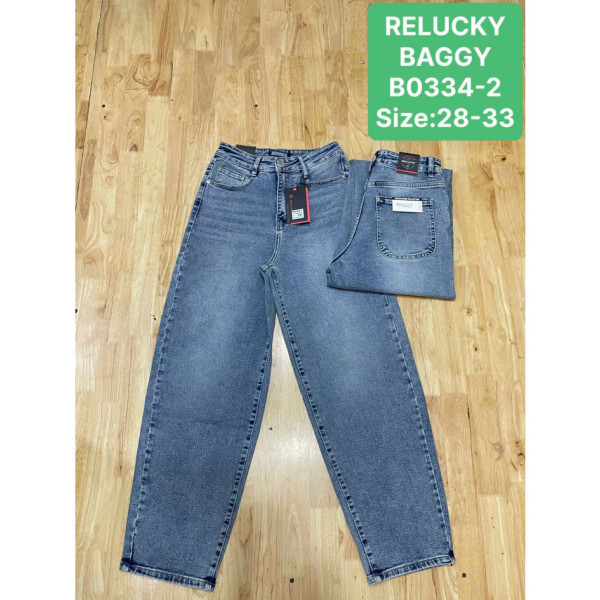 0334-2# сині жіночі джинси баггі (Relucky, 6 од., розміри напівбатал: 28-33) видача наступного дня