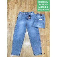 0524-2# голубые женские джинсы мом (Relucky, 6 ед, размеры батал: 32-42) выдача на следующий день