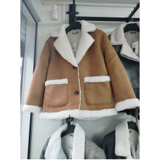 0678* коричнева жіноча дублянка на овчині (6 од., розміри норма: S. M. L повторюються) видача наступного дня