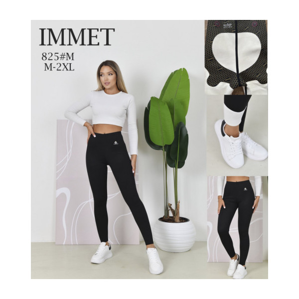 0825* чёрные женские лосины с утяжкой на флисе (IMMET, 4 ед, размеры норма: M-2XL ) выдача на следующий день
