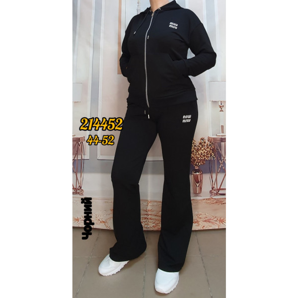 214452-13 * черный женский спортивный костюм (турецкая двунитка, 5 ед. размеры норма: 44. 46. 48. 50. 52) выдача на следующий день