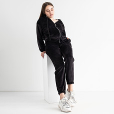 0621-1 ЧОРНИЙ спортивний костюм жіночий із зимового велюру (3 од. розміри: 42.44.46)