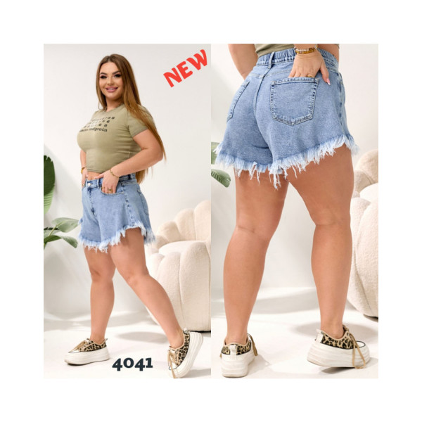4041# голубие женские шорти, стрейч-коттон (6 ед, размеры батал: 31-38) выдача на следующий день
