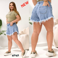 4041# голубие женские шорти, стрейч-коттон (6 ед, размеры батал: 31-38) выдача на следующий день