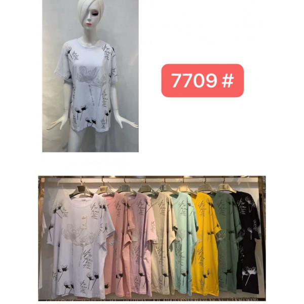 7709# мікс квітів жіноча футболка (12 од., розміри батал: 56-58) видача наступного дня