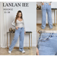 8102# голубые женские джинсы lanlaniee (стейч коттон, 6 ед, размеры батал: 31-38) выдача на следующий день