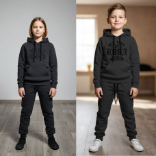 7422-66 графітовий підлітковий спортивний костюм (YOLA, тринитка, фліс, на 8-11 років, 5 од. розміри підліток: 128. 134. 140. 146. 152)