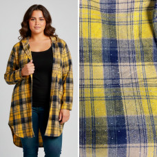 7757-82 жовта жіноча сорочка (JJF. з камінням та капюшоном, подовжена, 4 од., розміри напівбатал: 3XL, 4XL, 5XL, 6XL)