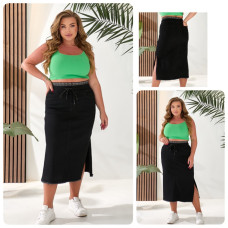 0839-1 * чорна жіноча спідниця джинсова на резинці (LADY N, стрейч-котон, 6 од. розміри батал: 32-42) видача наступного дня