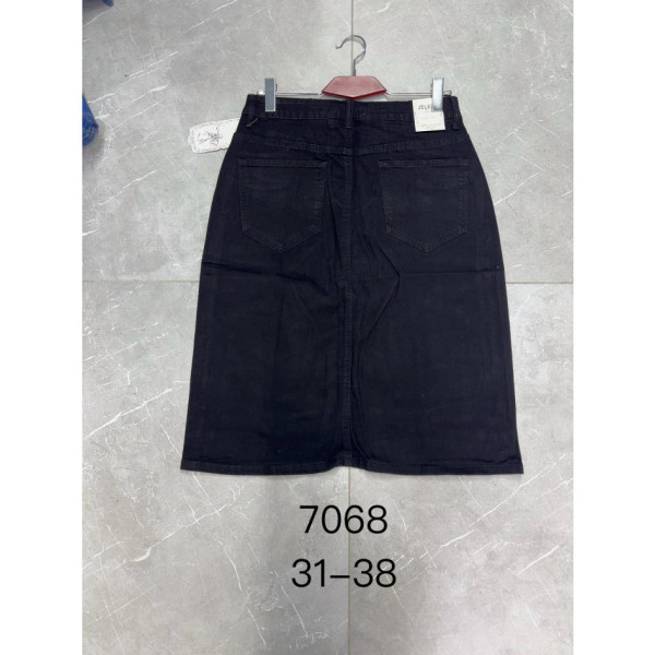 7068 # чорна джинсова жіноча спідниця (стрейч-коттон, 6 од., розміри батал: 31-38) видача наступного дня