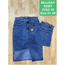 0202-15 # синя жіноча джинсова спідниця (RELUCKY, стрейчові, 6 од. розміри батал: 31. 32. 33. 34. 36. 38) видача наступного дня