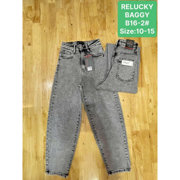 0016-2# серые детские джинсы relucky (стрейч-коттон, 6 ед, размеры детские: 10-15) выдача на следующий день Джинсы