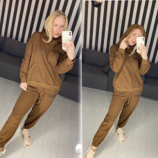12074-3 / коричневый женский спортивный костюм (двунитка, 3 ед. размеры полубатал: L. XL, XL) Спортивный костюм