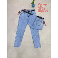 0212# голубые женские джинсы vanver (стрейч коттон, 6 ед, размеры полубатал: 28-33) выдача на следующий день Vanver