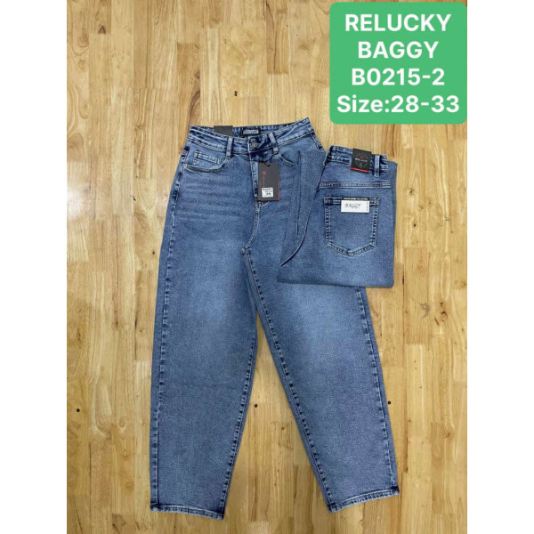 0215-2# блакитні жіночі джинси баггі (6 од., розміри напівбатал: 28-33) видача наступного дня Relucky