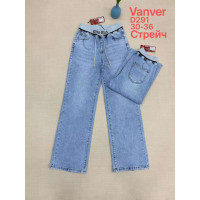 0291# голубые женские джинсы vanver (стрейч коттон, 6 ед, размеры батал: 30-36) выдача на следующий день Vanver