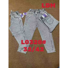 0320# серые женские джинсы с камнями (LDM, 6 ед, размеры батал: 32-42) выдача на следующий день Джинсы